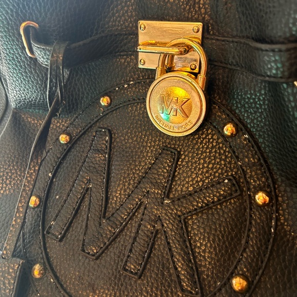 Michael Kors Black Leather Satchel with Gold Hardware - Picture 8 of 9
